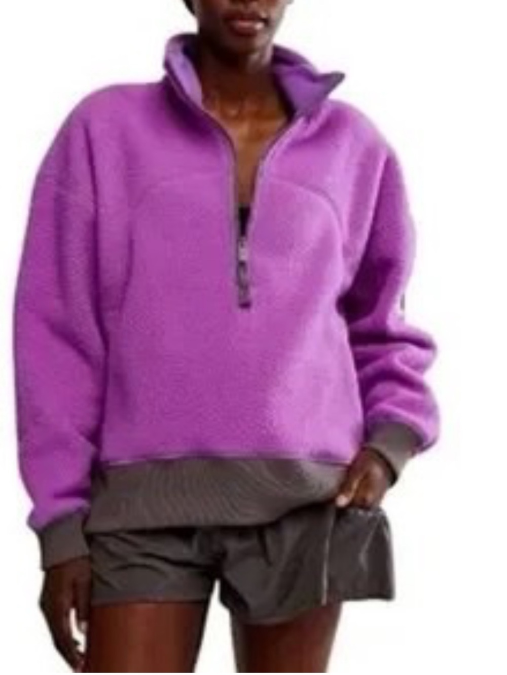 0Z.NWT Free People Lavender Half-Zip Sherpa FP  Movement Hit the Slopes  $168